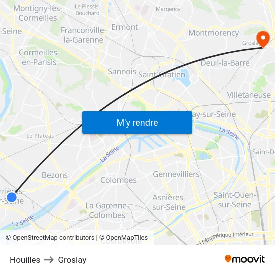 Houilles to Groslay map