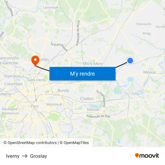 Iverny to Groslay map