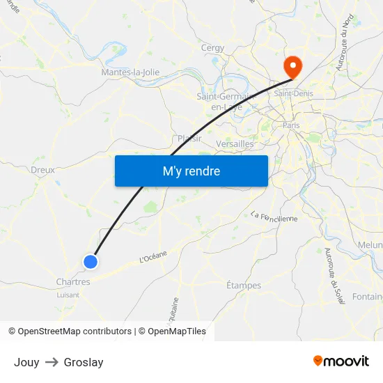 Jouy to Groslay map
