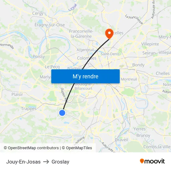 Jouy-En-Josas to Groslay map