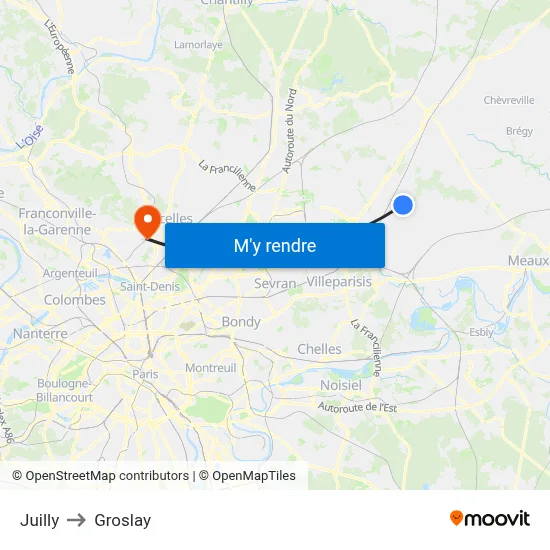 Juilly to Groslay map