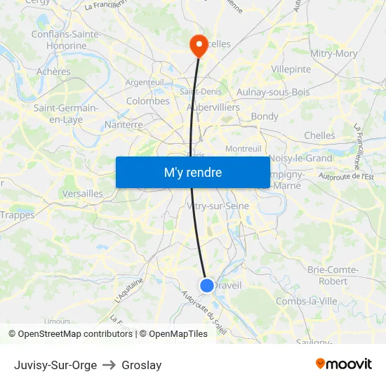 Juvisy-Sur-Orge to Groslay map