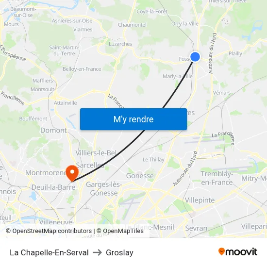 La Chapelle-En-Serval to Groslay map