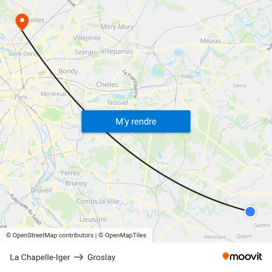La Chapelle-Iger to Groslay map