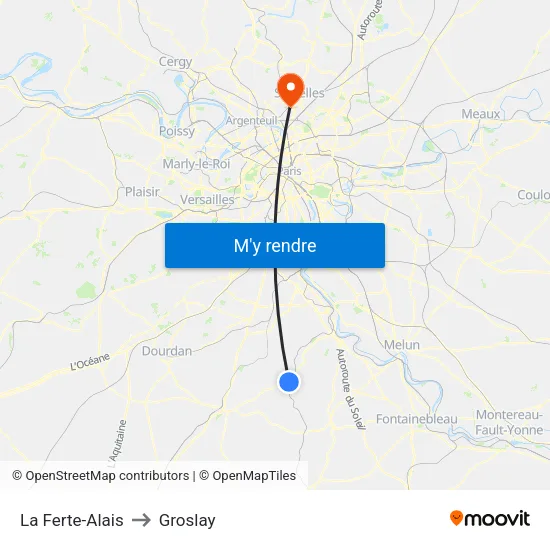 La Ferte-Alais to Groslay map
