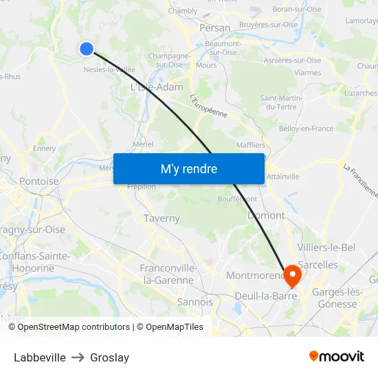 Labbeville to Groslay map