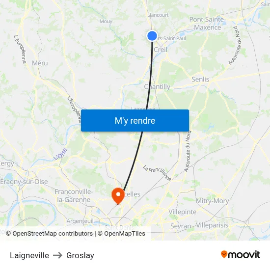 Laigneville to Groslay map