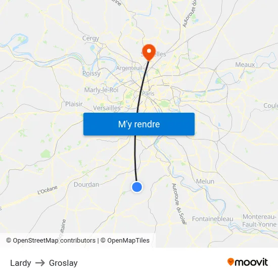 Lardy to Groslay map