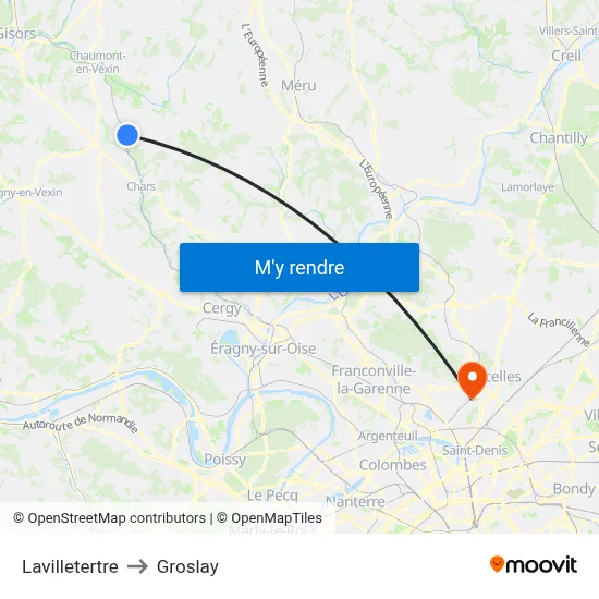 Lavilletertre to Groslay map