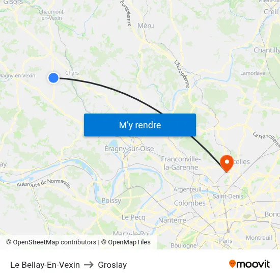 Le Bellay-En-Vexin to Groslay map