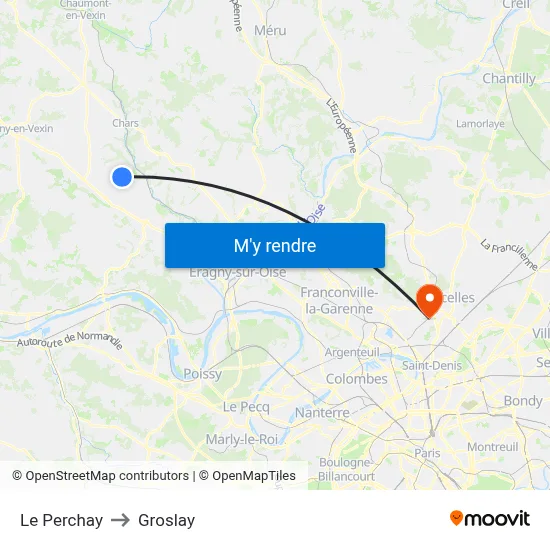 Le Perchay to Groslay map