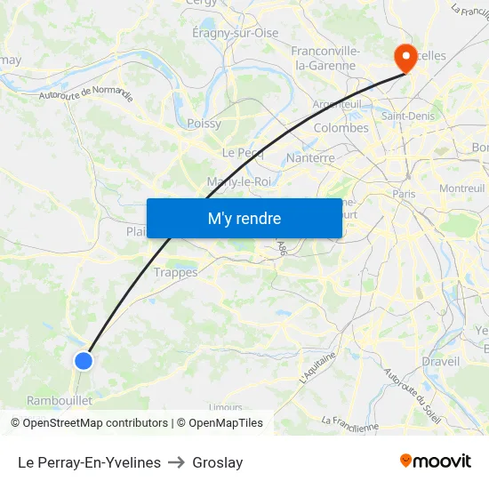 Le Perray-En-Yvelines to Groslay map