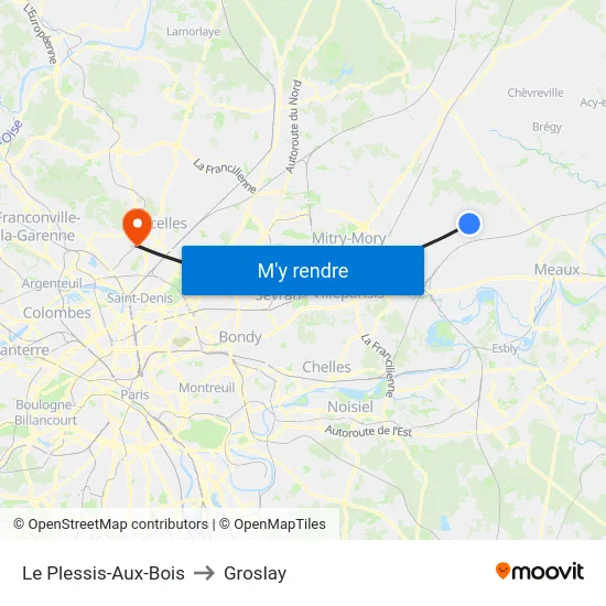 Le Plessis-Aux-Bois to Groslay map