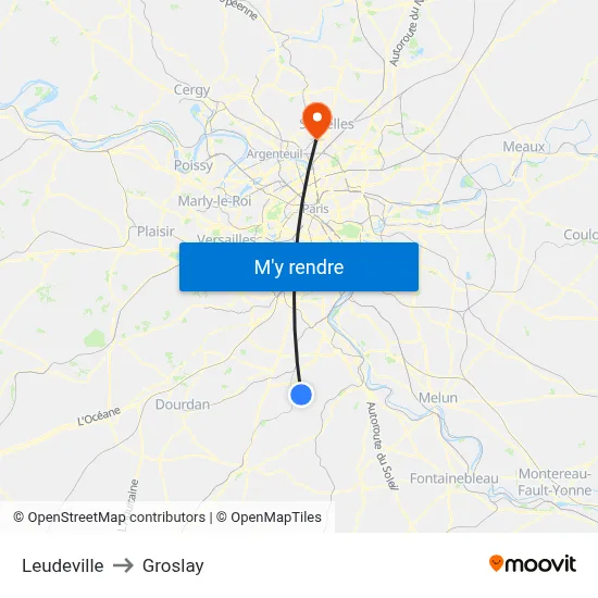 Leudeville to Groslay map