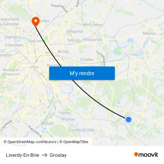 Liverdy-En-Brie to Groslay map