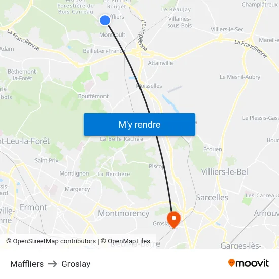 Maffliers to Groslay map