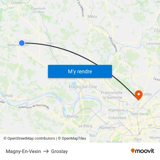 Magny-En-Vexin to Groslay map
