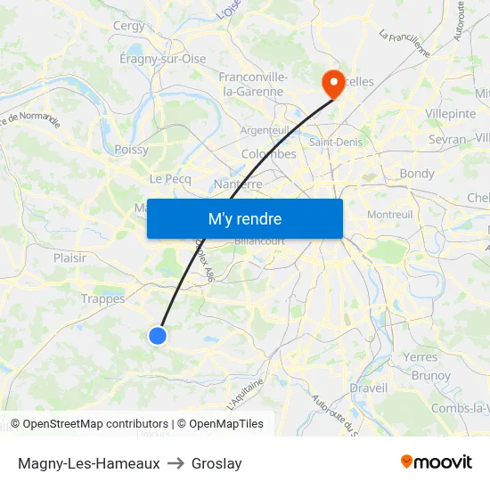 Magny-Les-Hameaux to Groslay map