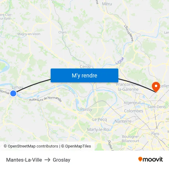 Mantes-La-Ville to Groslay map