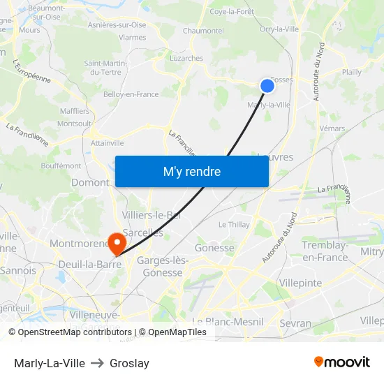 Marly-La-Ville to Groslay map