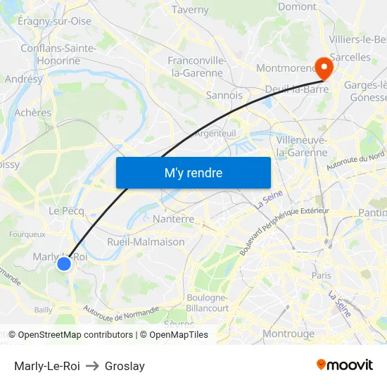 Marly-Le-Roi to Groslay map
