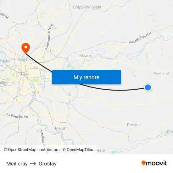 Meilleray to Groslay map