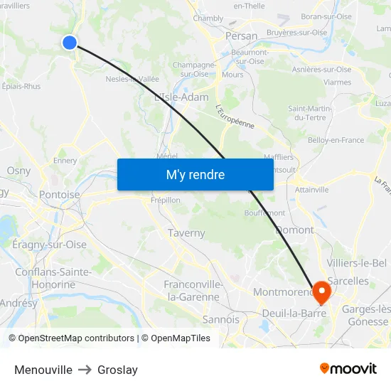 Menouville to Groslay map