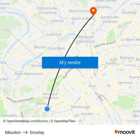 Meudon to Groslay map
