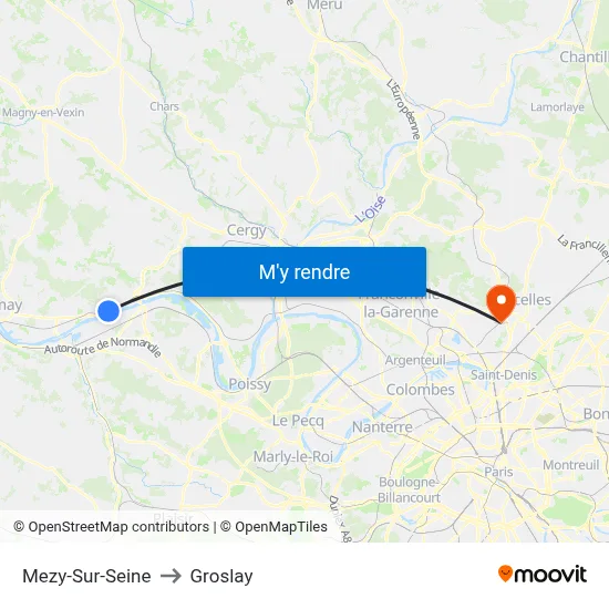 Mezy-Sur-Seine to Groslay map