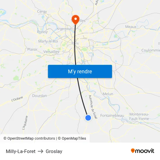 Milly-La-Foret to Groslay map