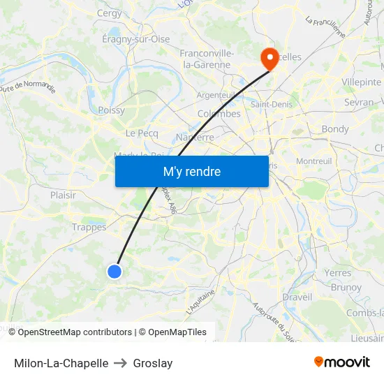 Milon-La-Chapelle to Groslay map