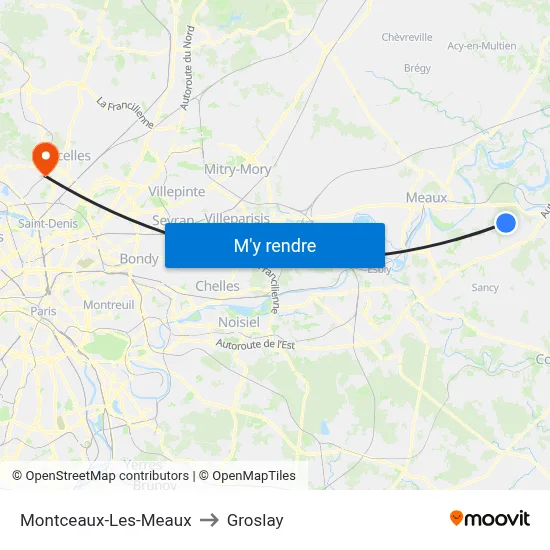 Montceaux-Les-Meaux to Groslay map