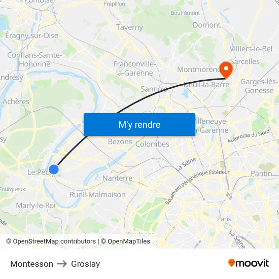 Montesson to Groslay map