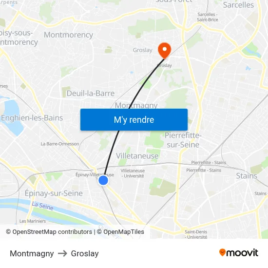 Montmagny to Groslay map