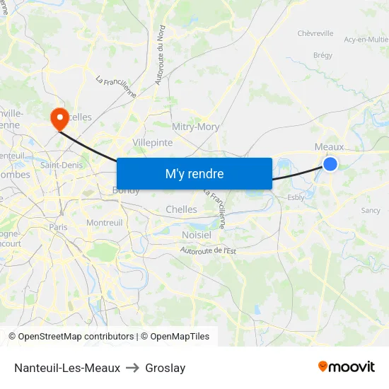 Nanteuil-Les-Meaux to Groslay map