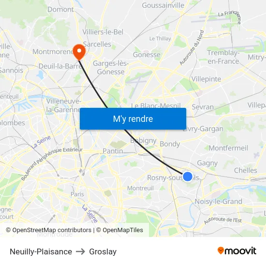 Neuilly-Plaisance to Groslay map
