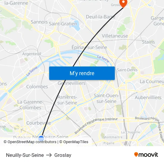 Neuilly-Sur-Seine to Groslay map