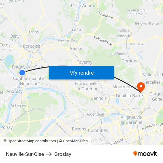 Neuville-Sur-Oise to Groslay map