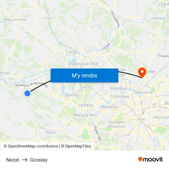 Nezel to Groslay map