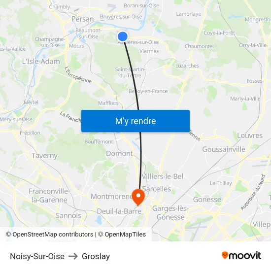 Noisy-Sur-Oise to Groslay map