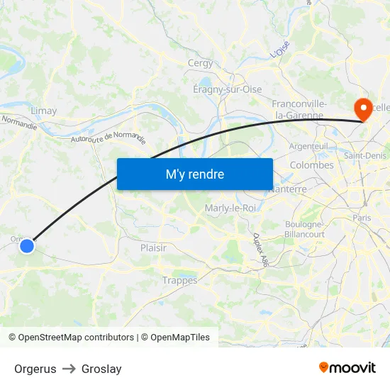 Orgerus to Groslay map