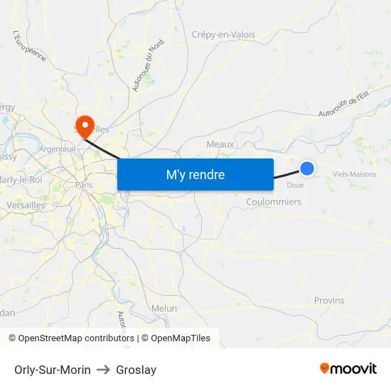 Orly-Sur-Morin to Groslay map