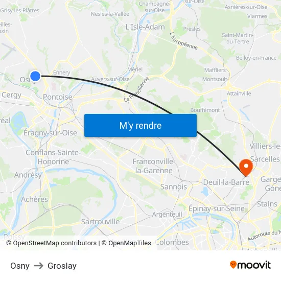 Osny to Groslay map