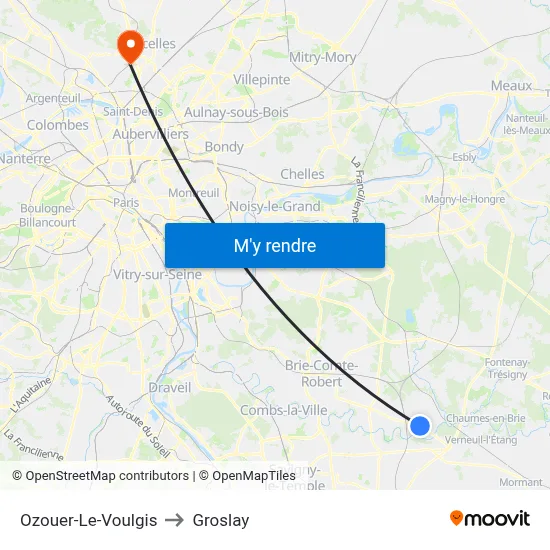 Ozouer-Le-Voulgis to Groslay map