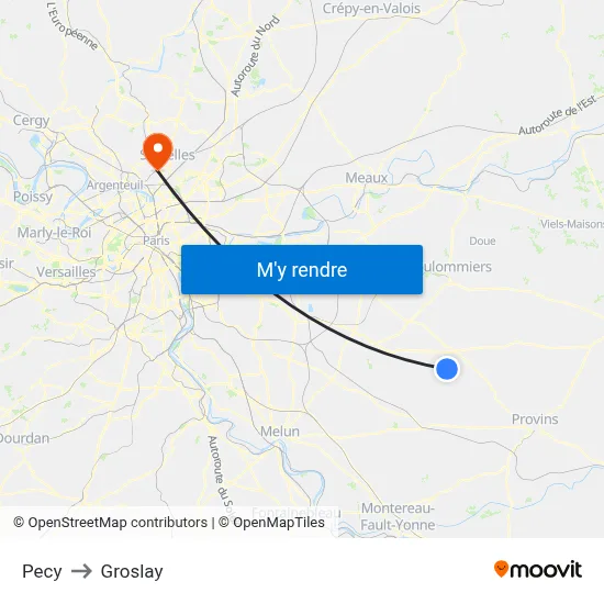 Pecy to Groslay map