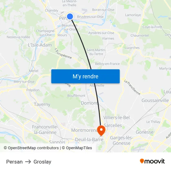 Persan to Groslay map