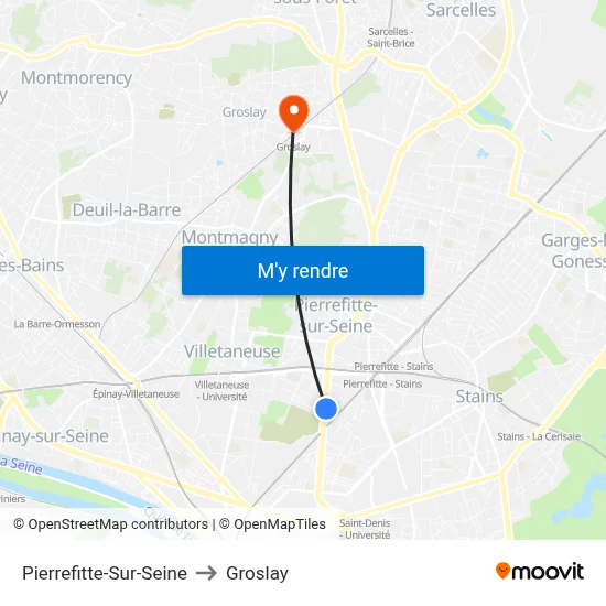 Pierrefitte-Sur-Seine to Groslay map