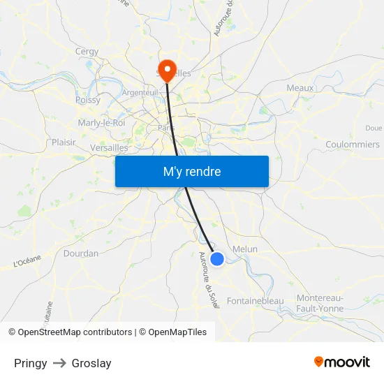 Pringy to Groslay map