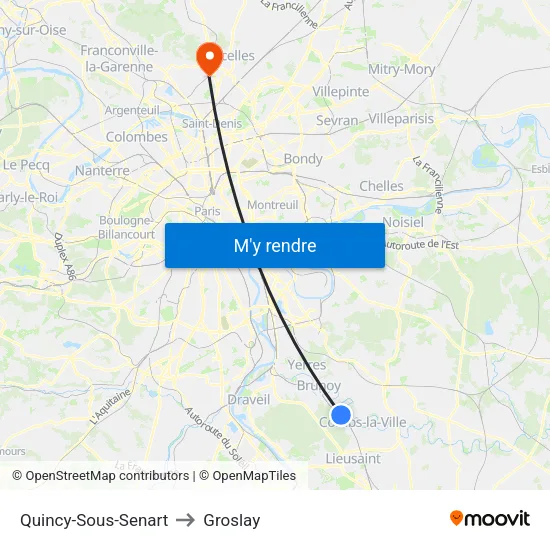 Quincy-Sous-Senart to Groslay map