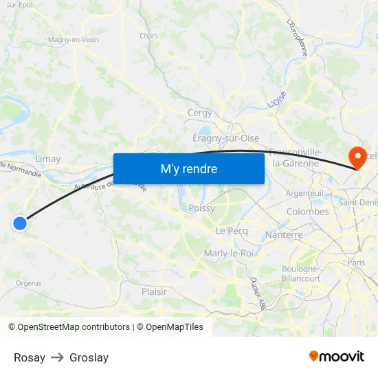 Rosay to Groslay map